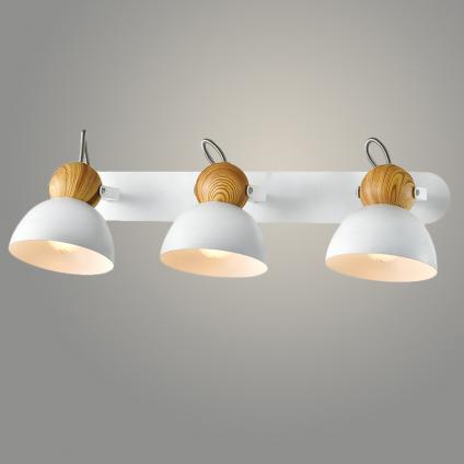 Спот 23390/3 WH+WOOD белый+дерево 3x40W E14 h135, 24